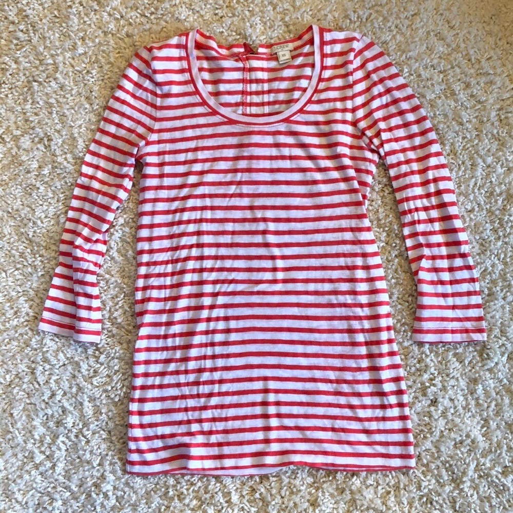 J Crew Striped 3/4 Sleeve Shirt